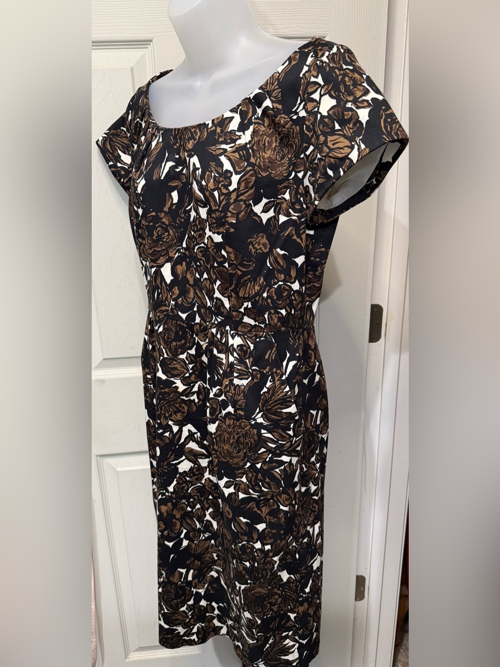 Talbots Black and Brown Floral Sheath Dress